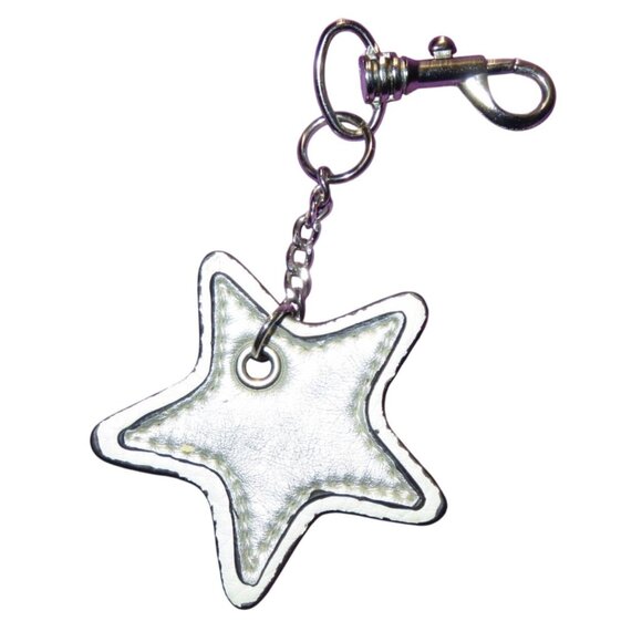 COACH Leather Silver Star Bag Charm Key FOB Keyring Keychain 64298 - Picture 1 of 3